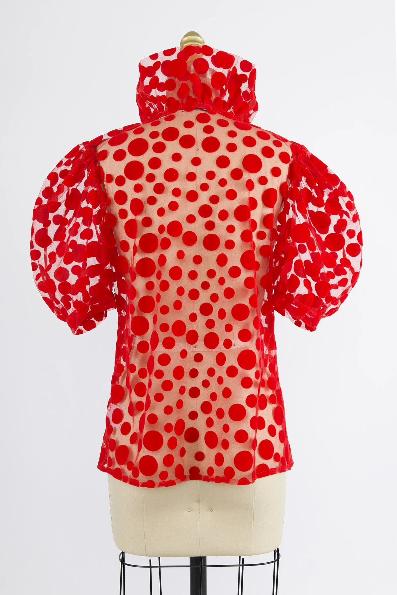 Lou Blouse in Red Flocked Dots