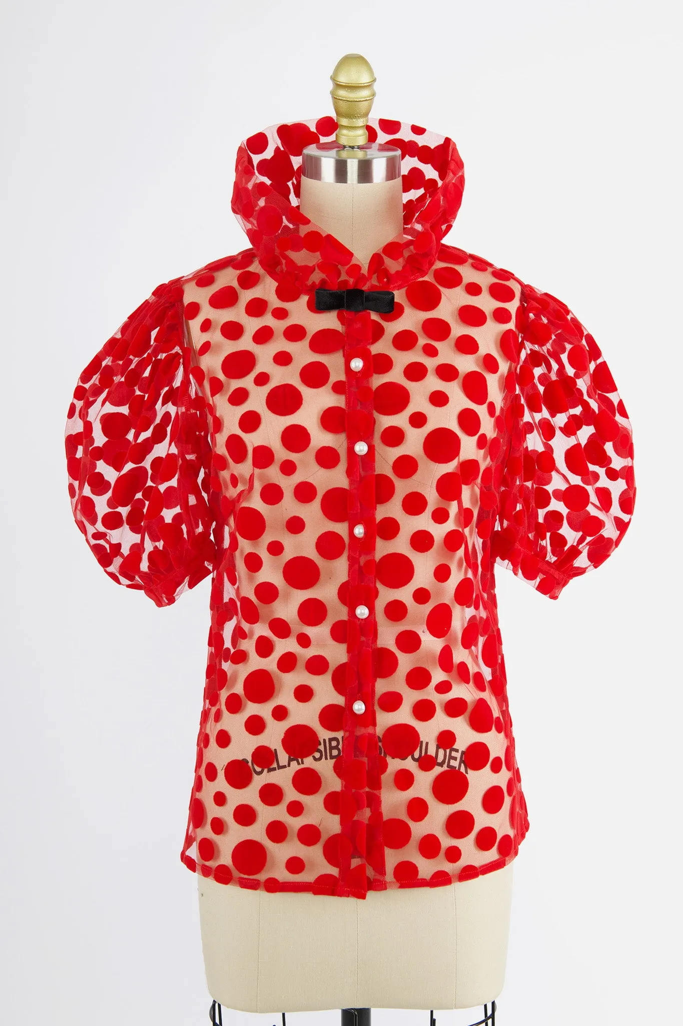 Lou Blouse in Red Flocked Dots