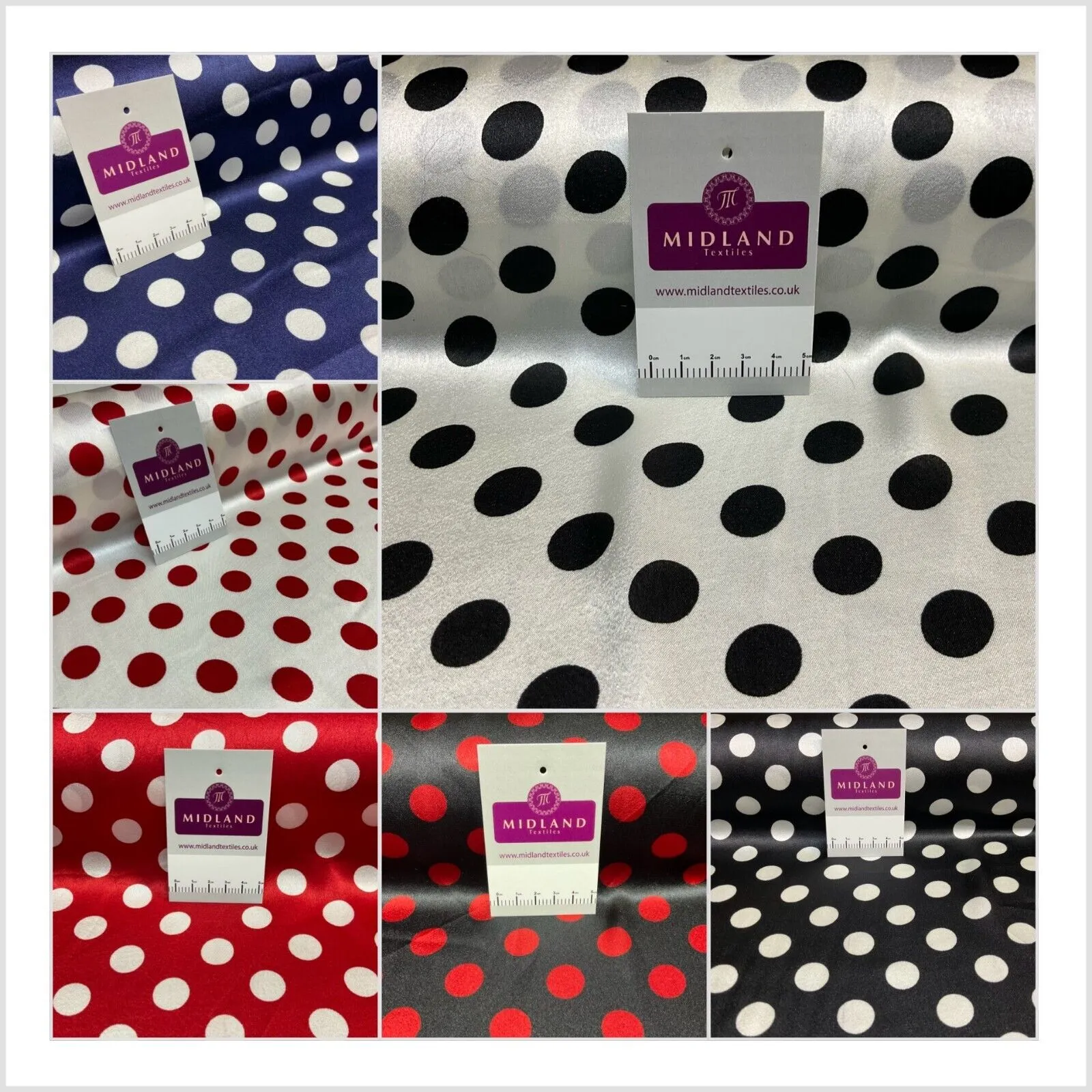 Lustrous Satin Fabric Polka Dot Spot Design Perfect for Blouses & Dresses M1859