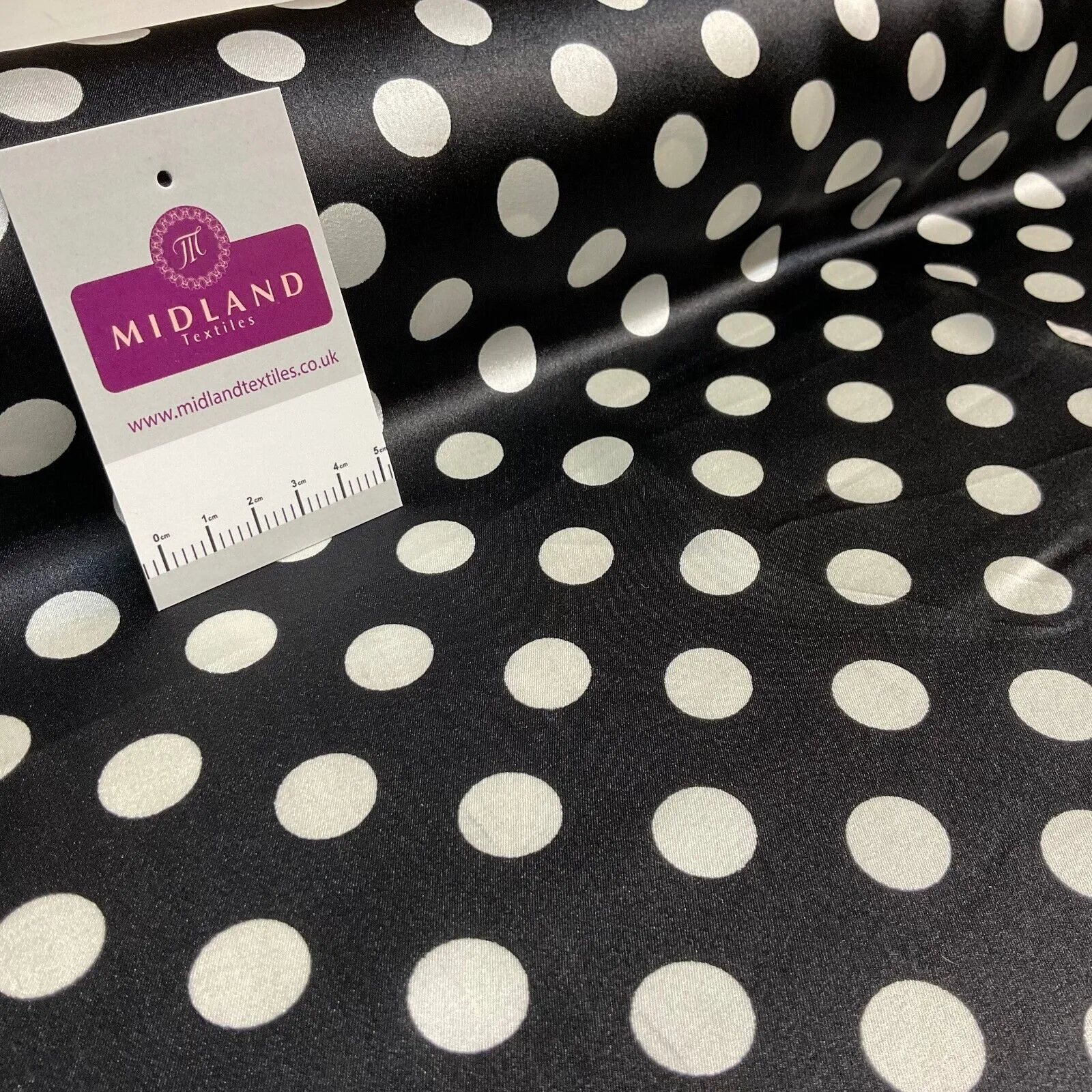 Lustrous Satin Fabric Polka Dot Spot Design Perfect for Blouses & Dresses M1859