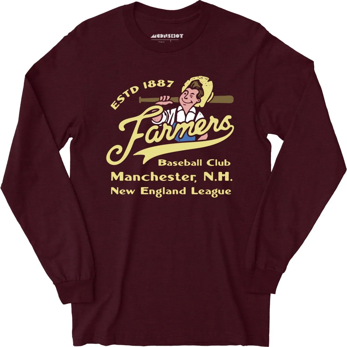 Manchester Farmers - New Hampshire - Vintage Defunct Baseball Teams - Long Sleeve T-Shirt