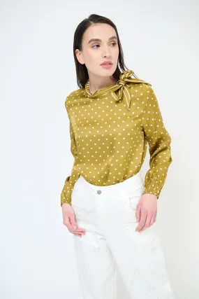 Polka dot bow-tie blouse wholesale