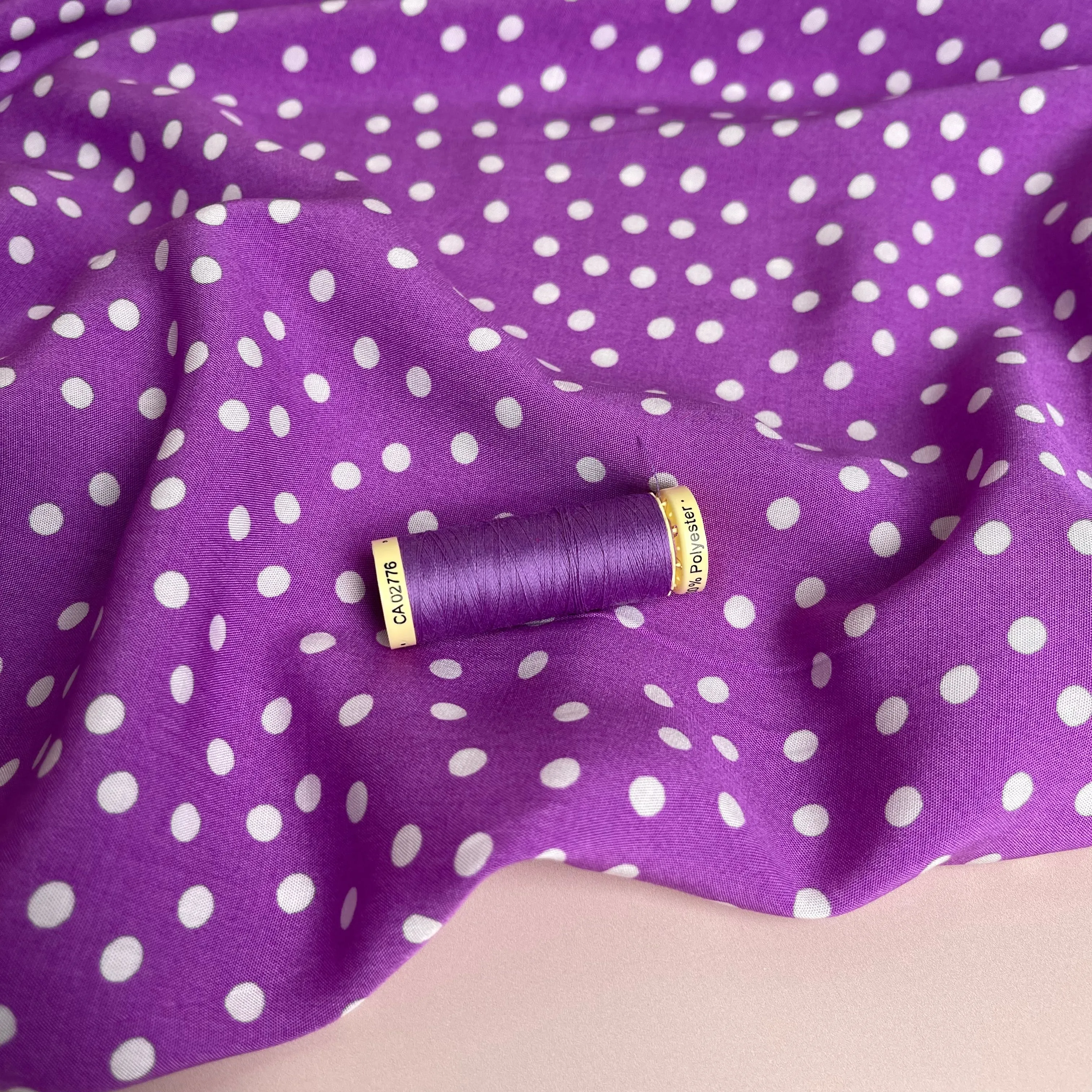 Polka Dot in Violet Viscose Fabric