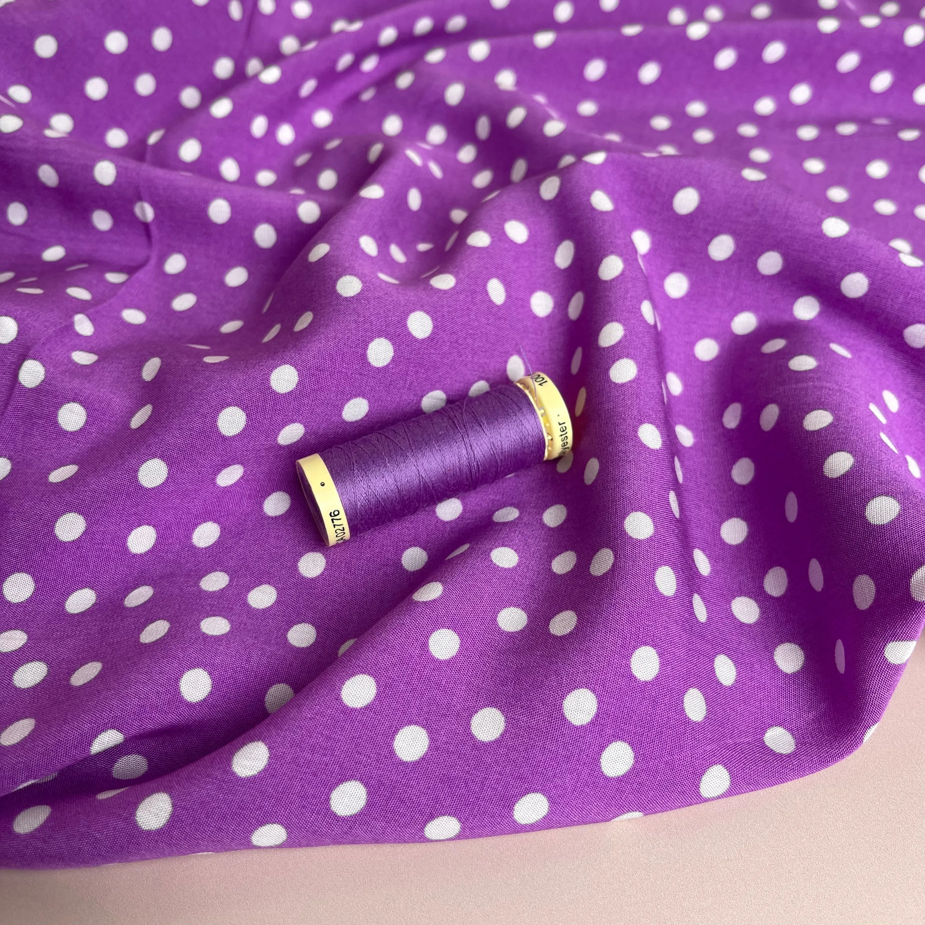 Polka Dot in Violet Viscose Fabric