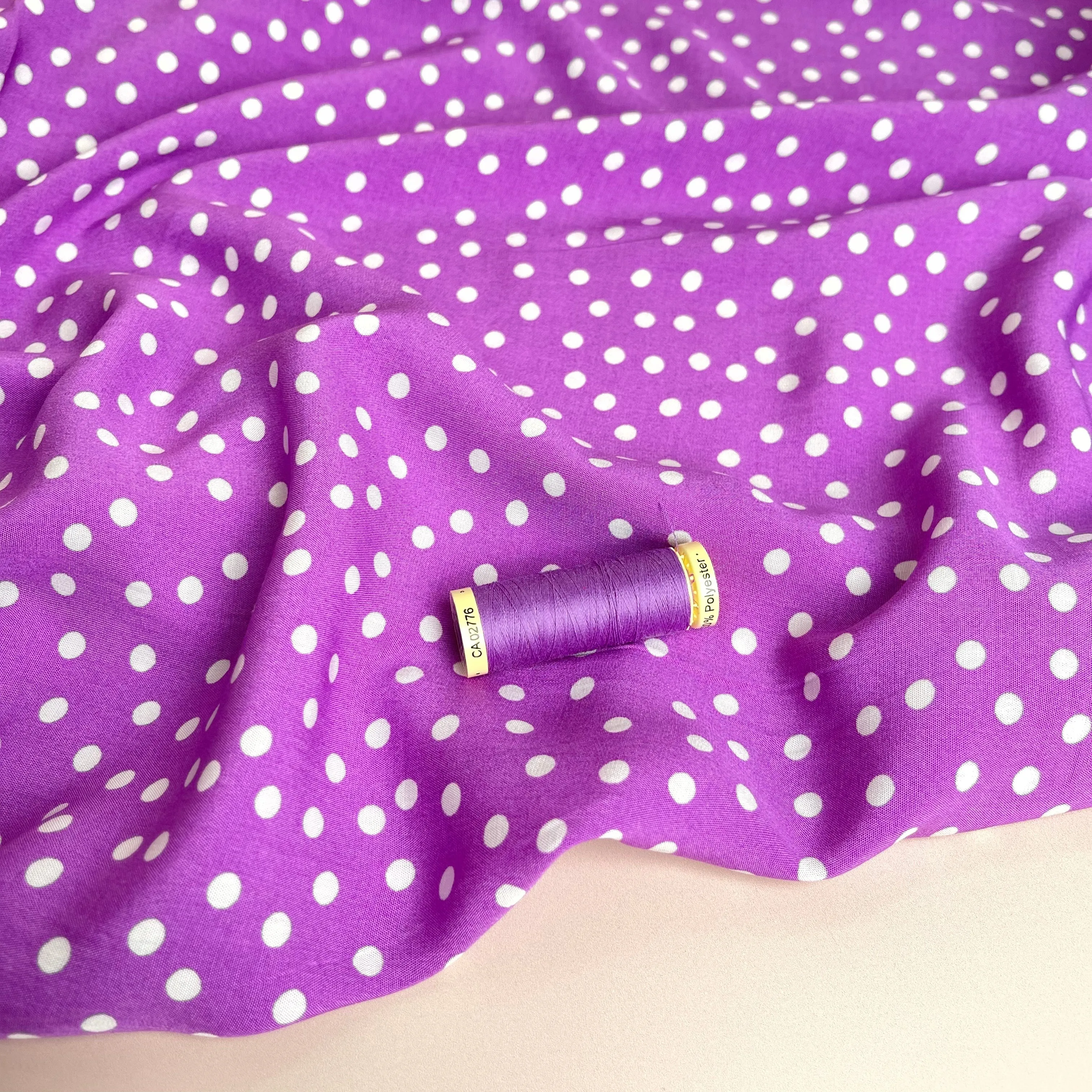 Polka Dot in Violet Viscose Fabric