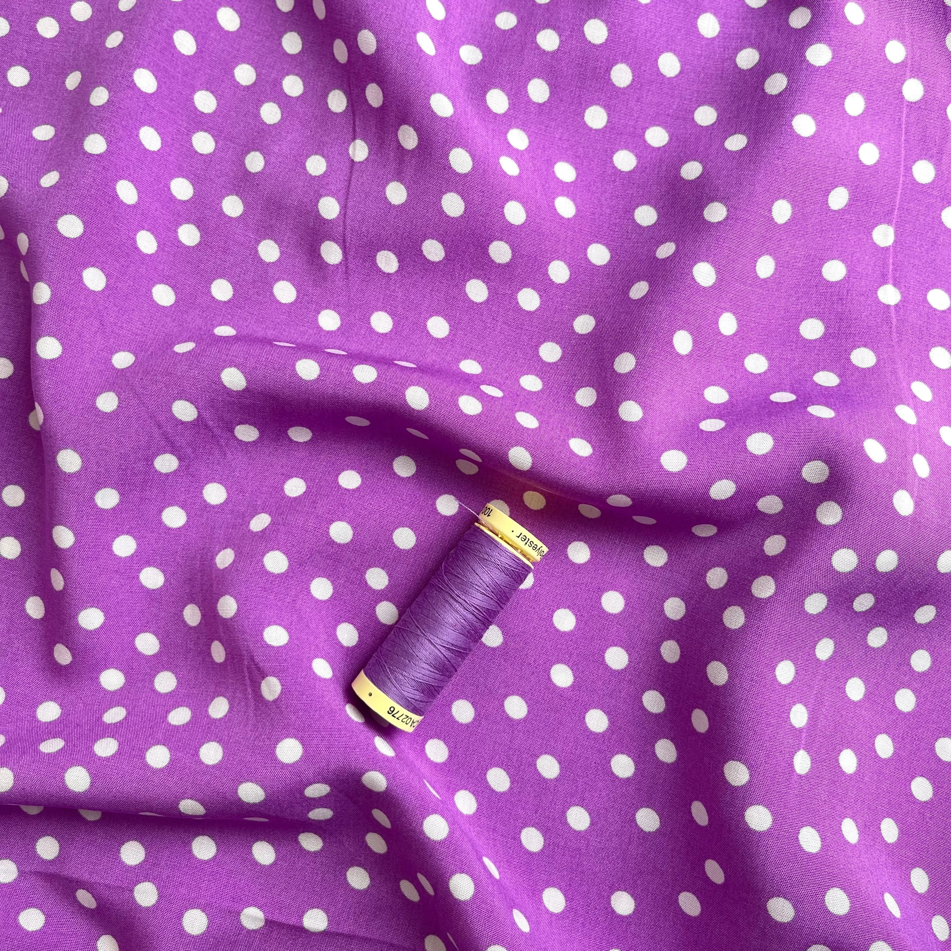 Polka Dot in Violet Viscose Fabric