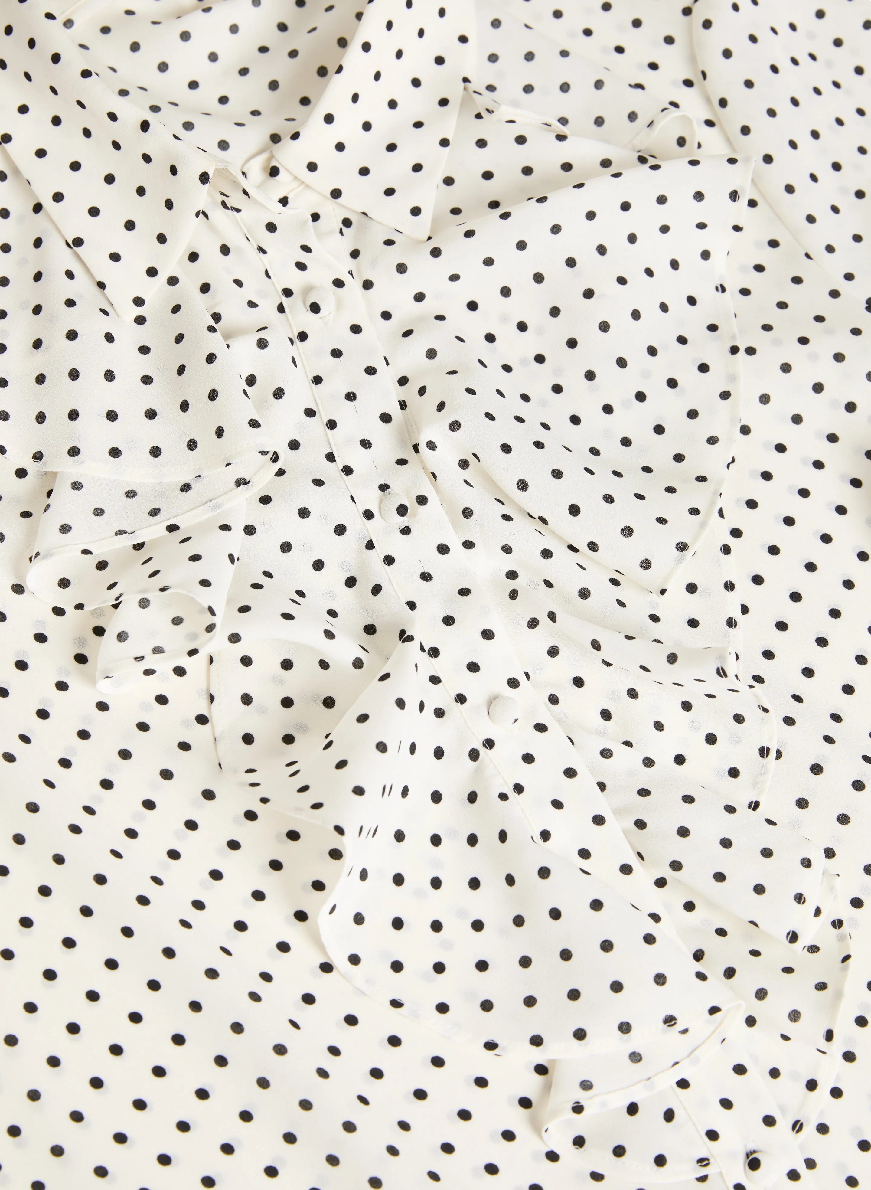 Polka Dot Ruffle Detail Blouse