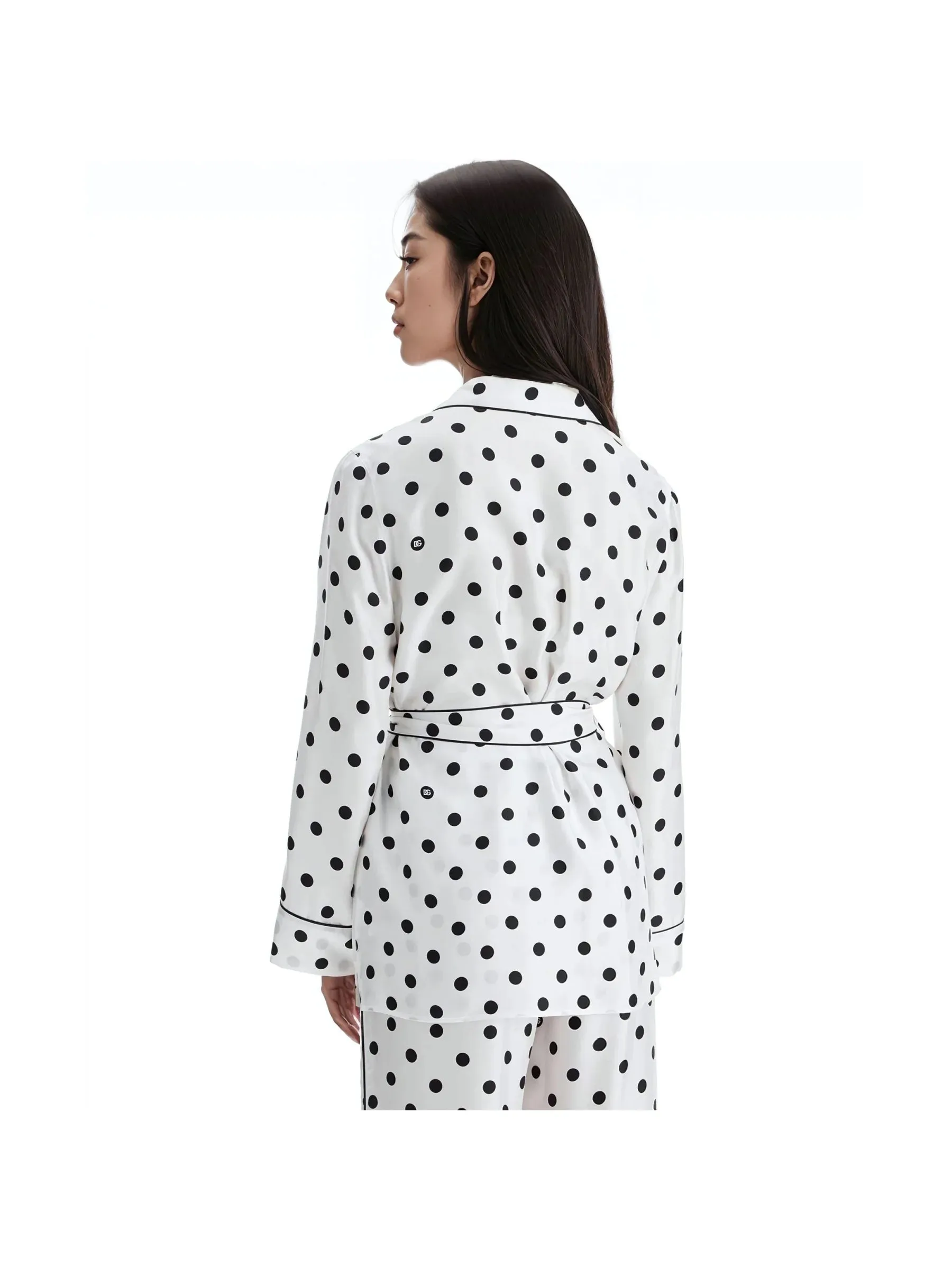 Polka-Dot Silk Pajama Top