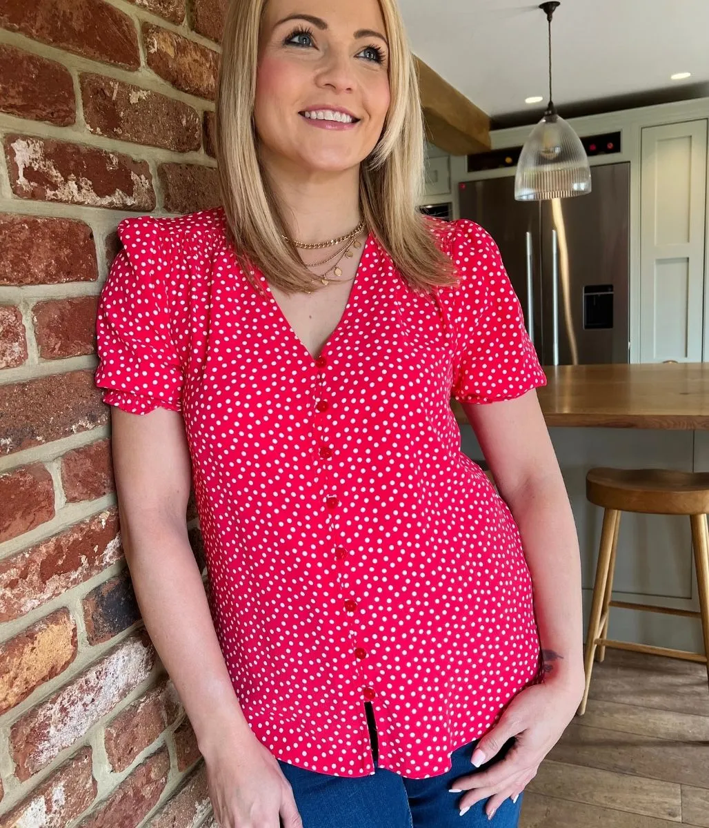 Red Polka Dot Blouse