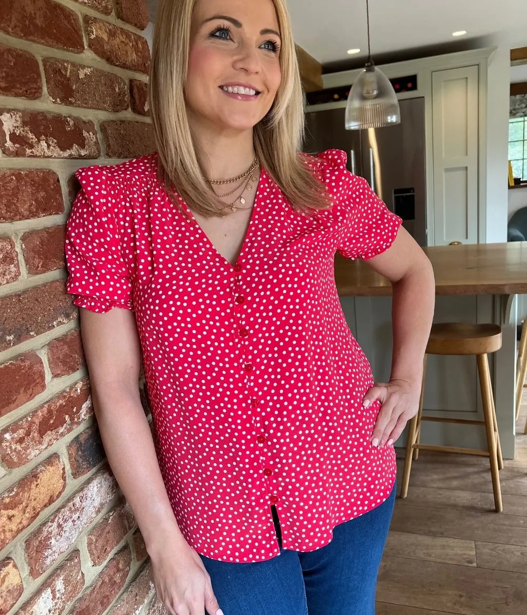 Red Polka Dot Blouse