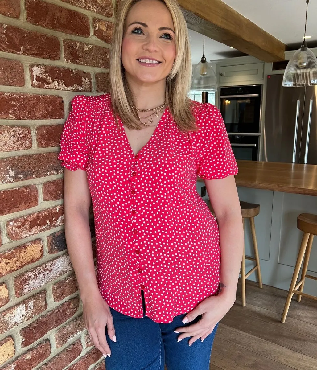 Red Polka Dot Blouse