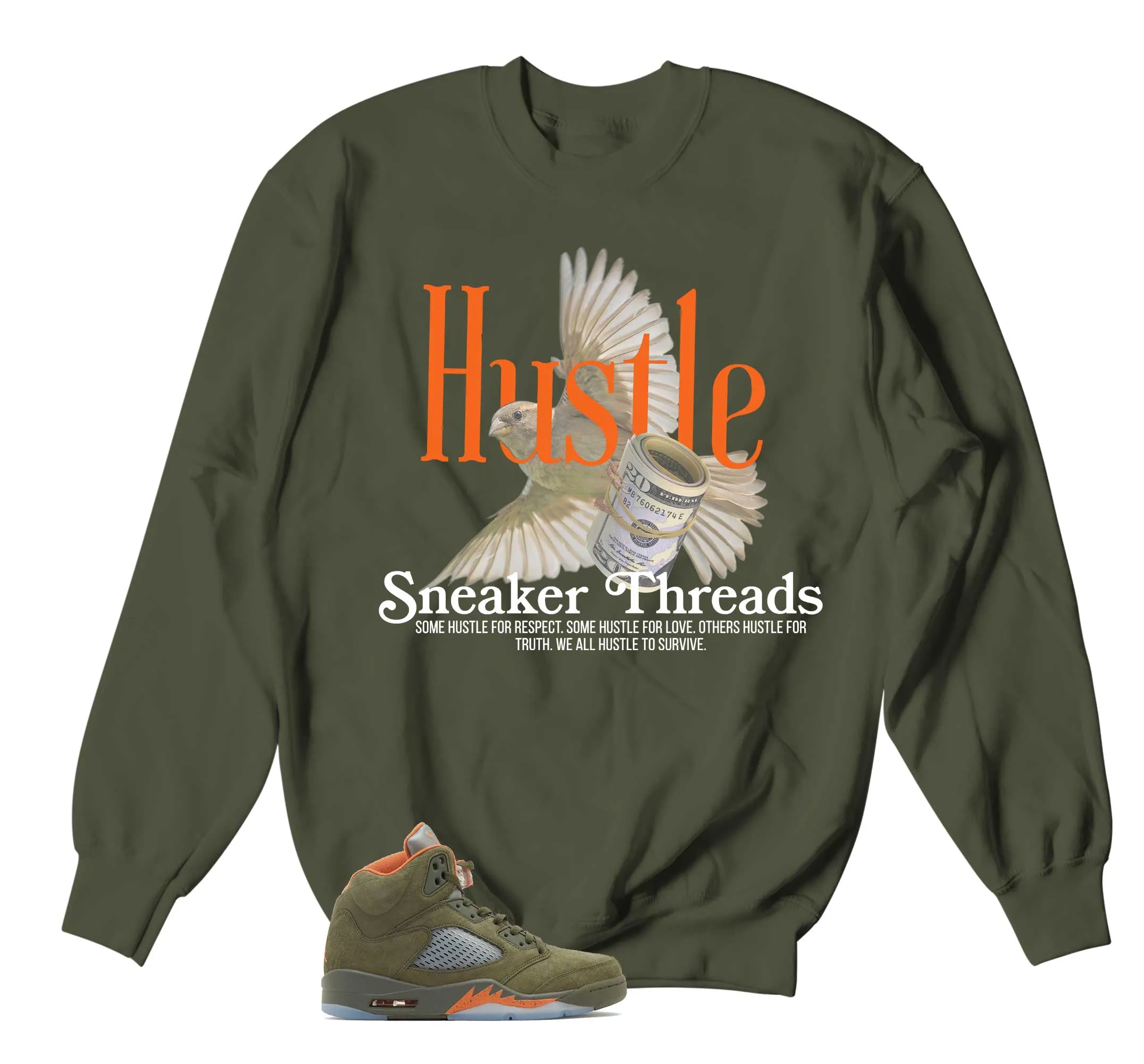 Retro 5 Olive Hustle Bird Sweater