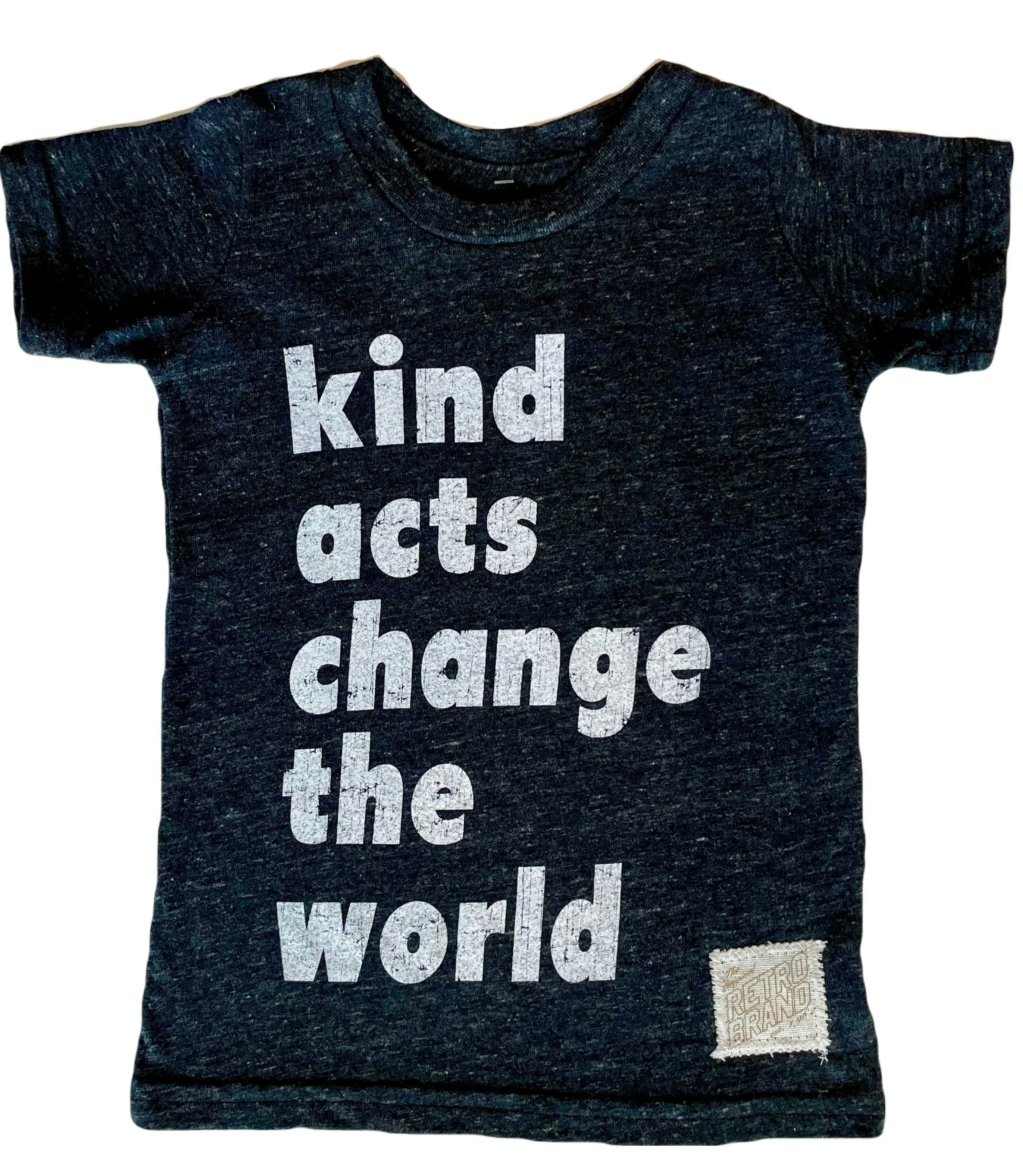 Retro Brand - Kids' Kind Acts Change the World Tee in Charcoal