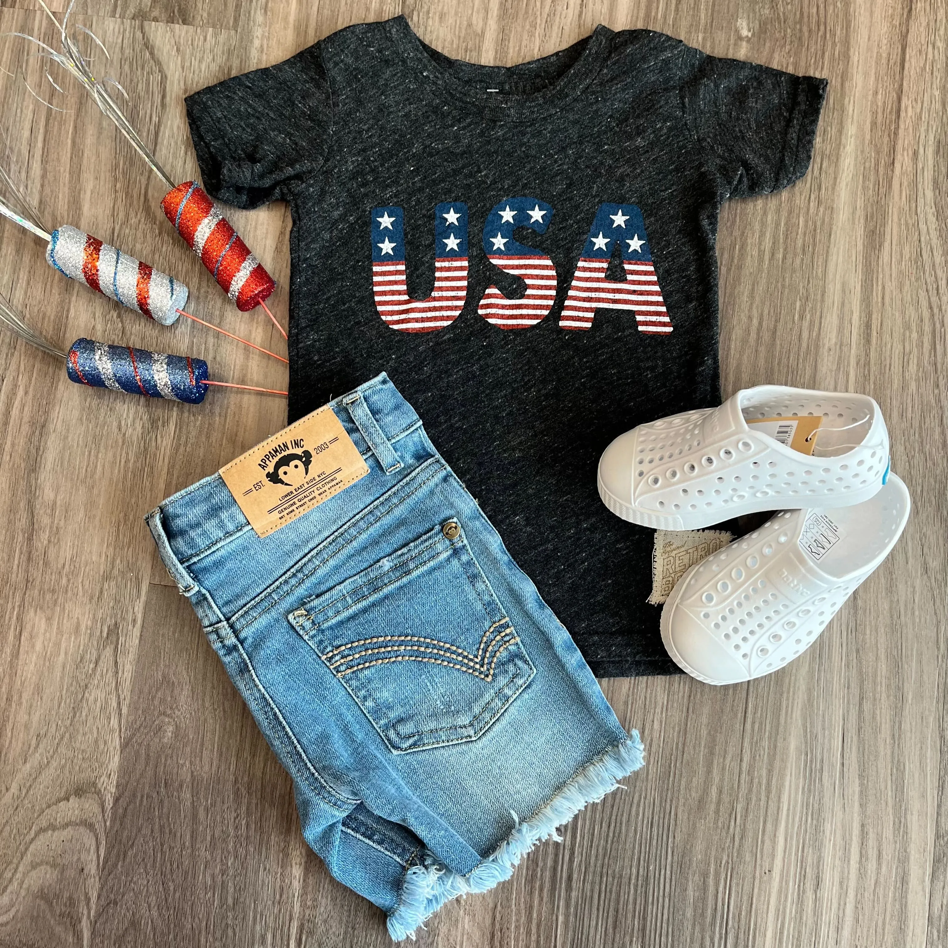 Retro Brand - USA Tee in Charcoal