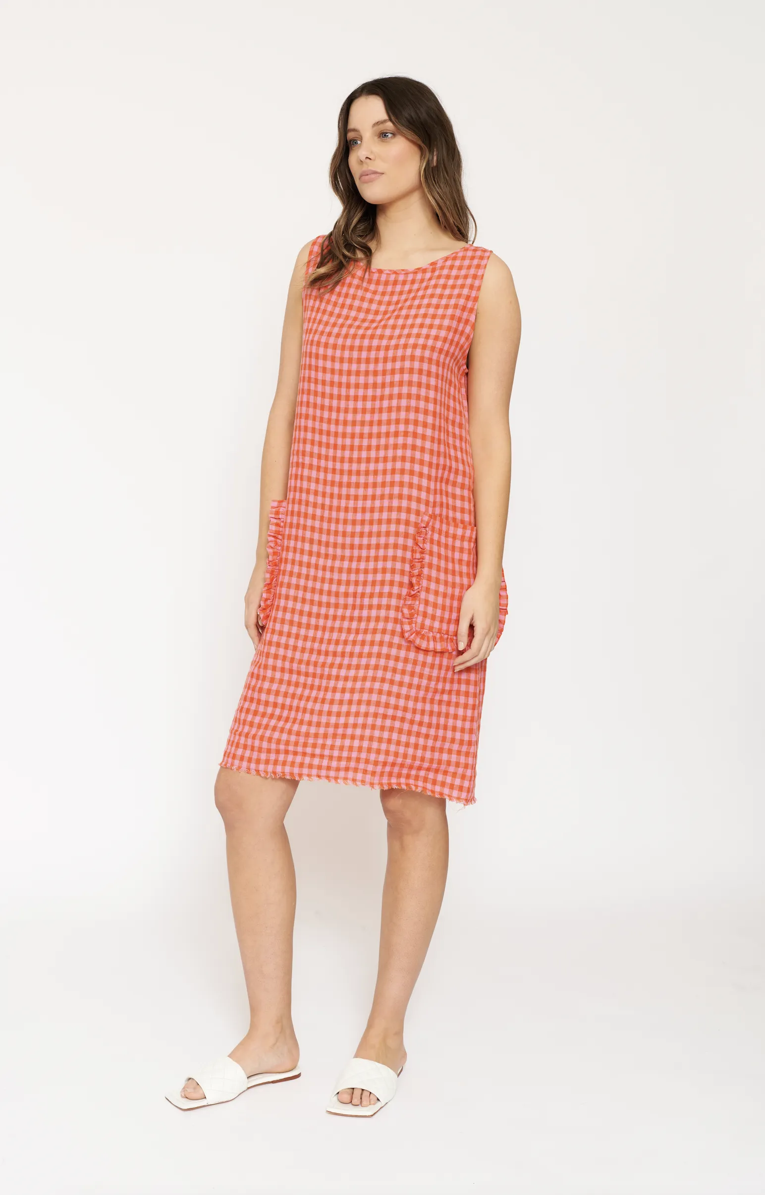 Sienna Dress In Blush Gingham