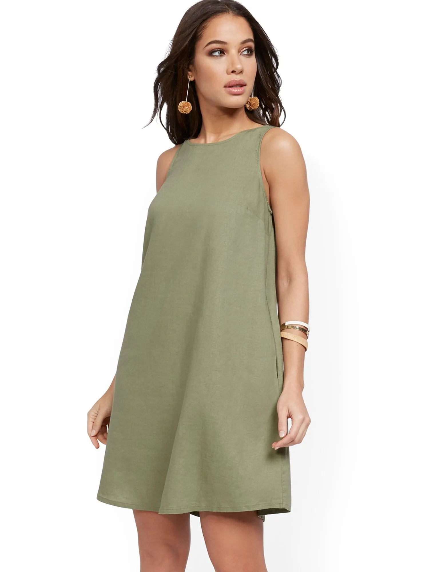 Sleeveless Linen Blend Dress