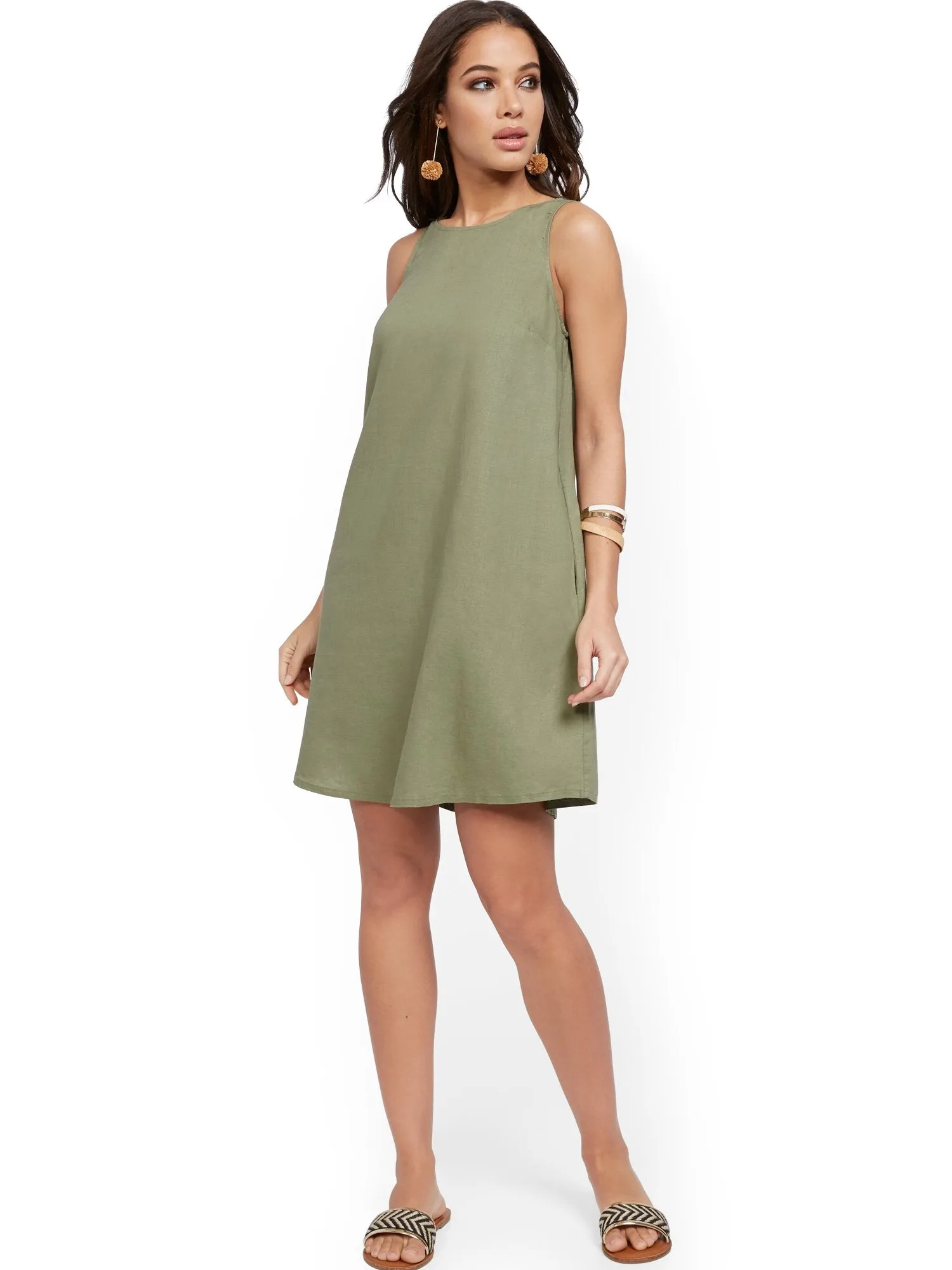 Sleeveless Linen Blend Dress