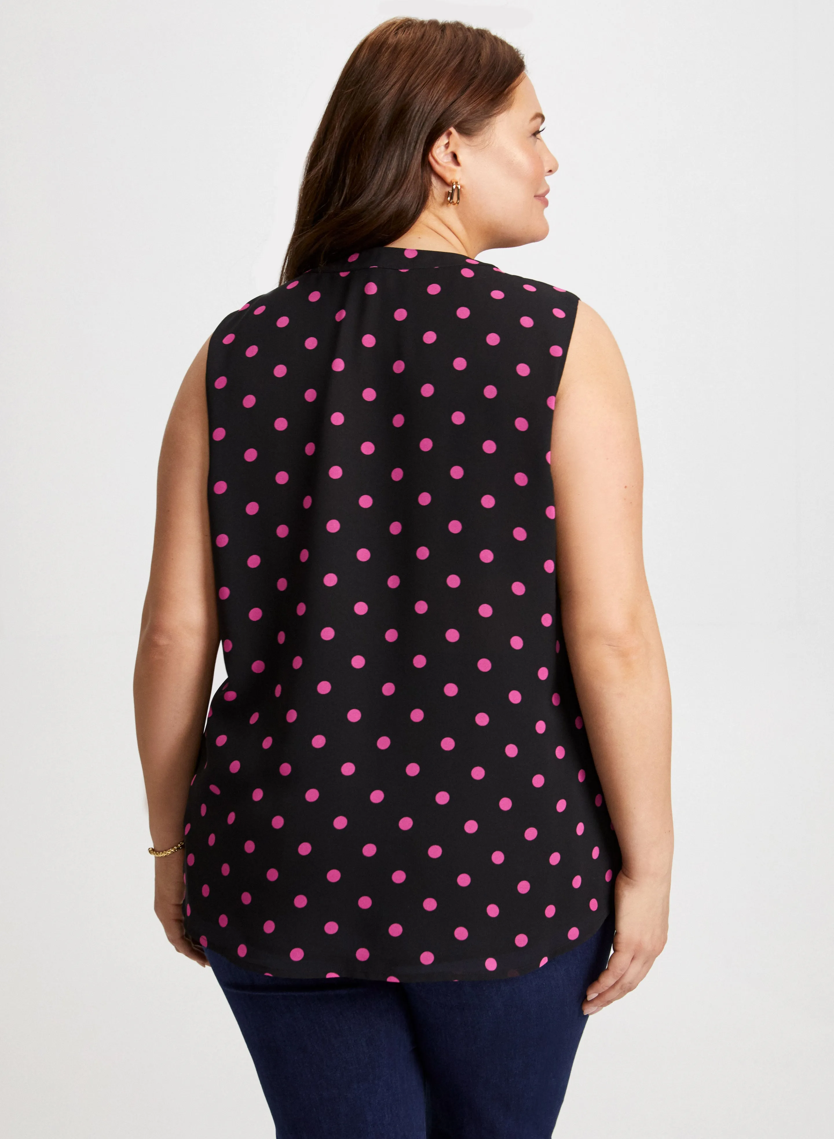 Sleeveless Polka Dot Blouse