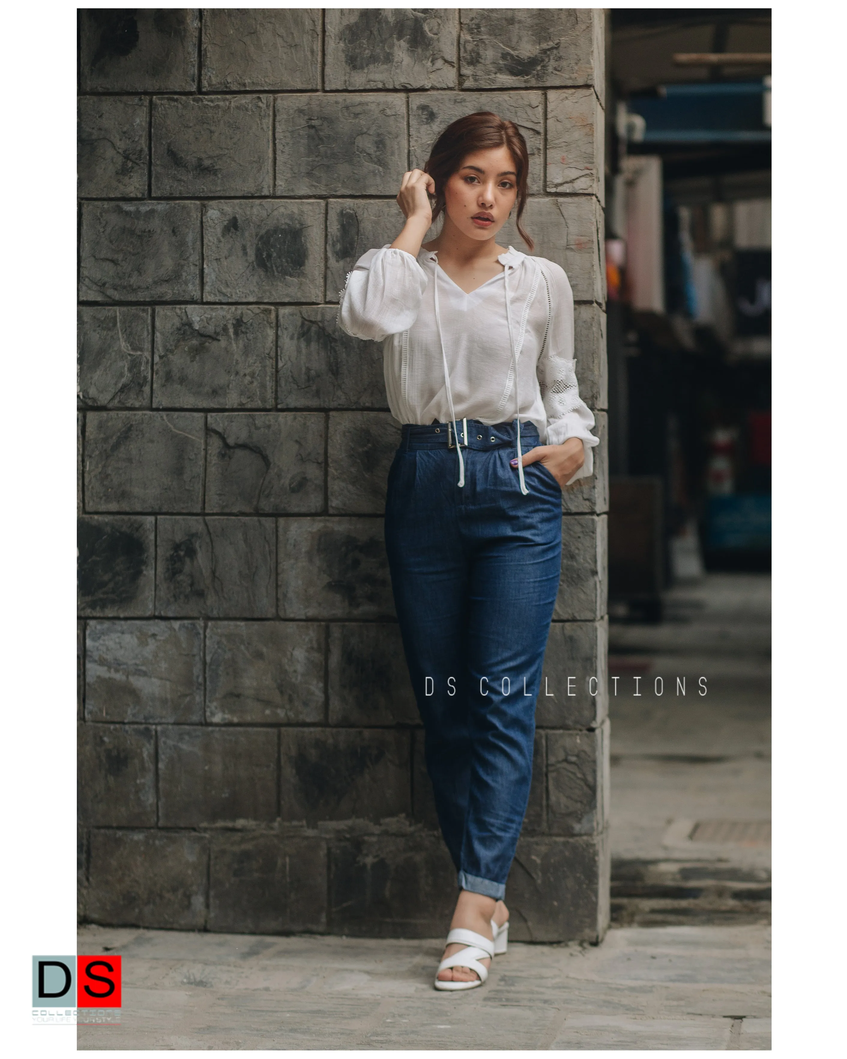 Soft Denim High Waisted Pant With Belt