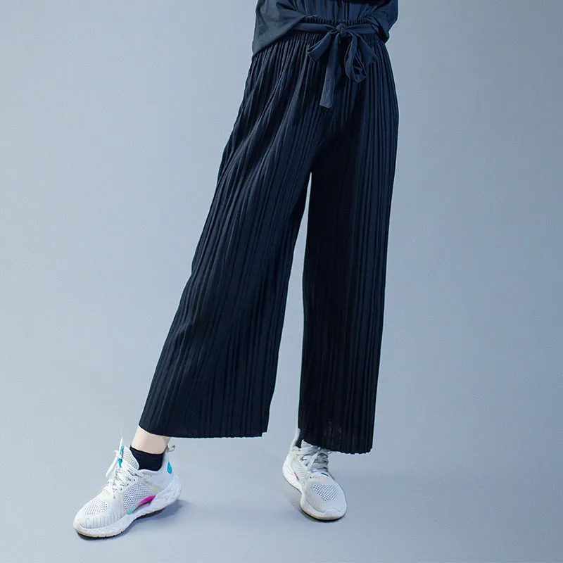 Summer Korean Student Trendy Casual Loose Women Elastic Waist Wide Leg Pants