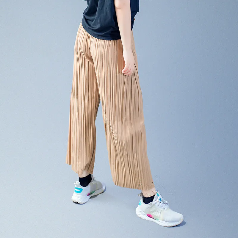 Summer Korean Student Trendy Casual Loose Women Elastic Waist Wide Leg Pants