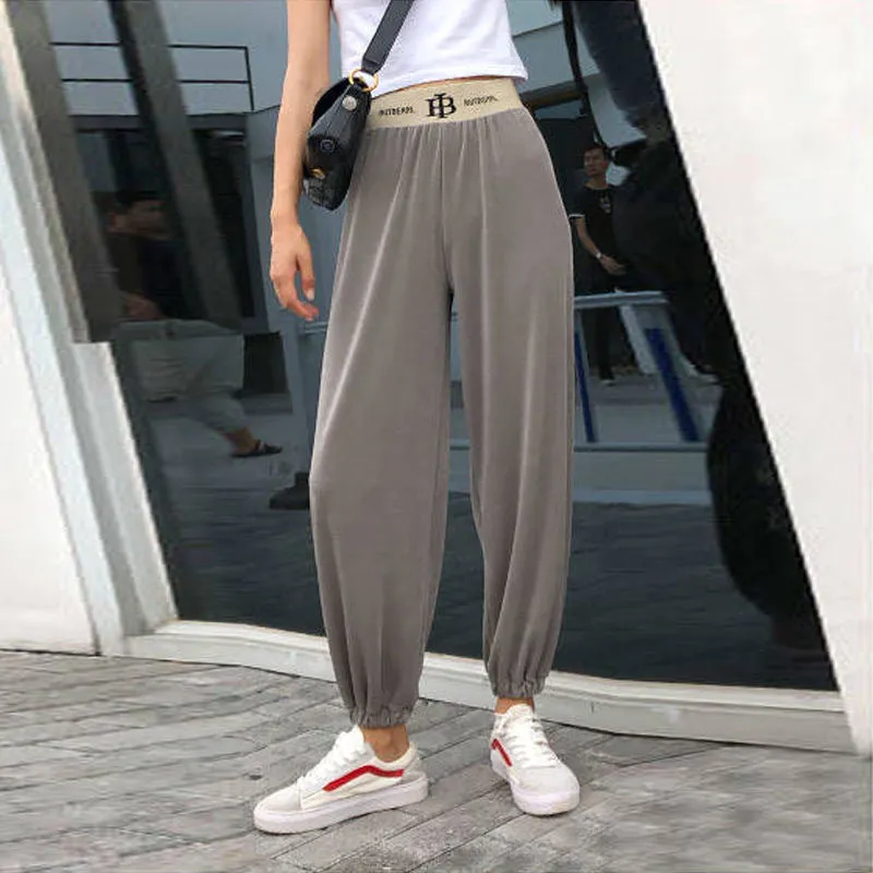 Summer Popular Pants Jogger Women High Waist Alphabets Thin Anti Mosquito Drape Casual Long Pants