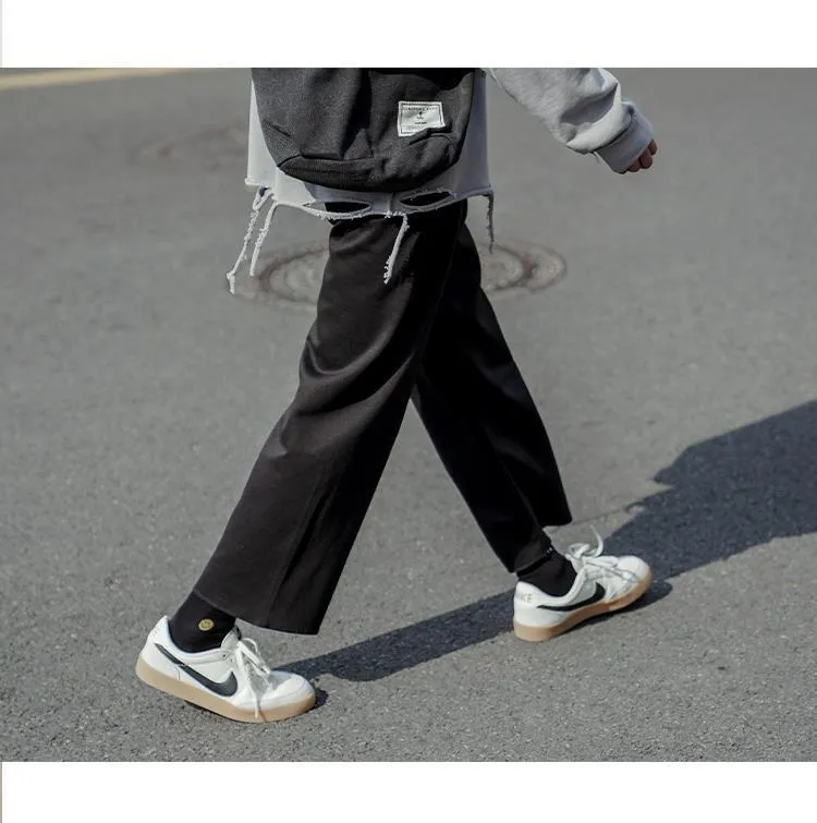 Summer Thin Cargo Pants Men Casual Korean Trendy Student Straight Ankle-Length Loose All-Matching Pants