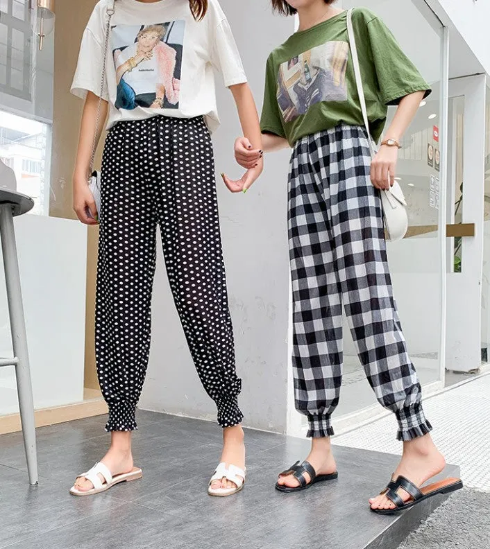 Summer Thin Ice Silk Anti Mosquito Pants Women Casual Drape High Waist Jogger Loose Wide Leg Pants