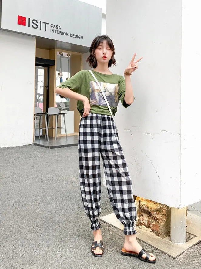 Summer Thin Ice Silk Anti Mosquito Pants Women Casual Drape High Waist Jogger Loose Wide Leg Pants