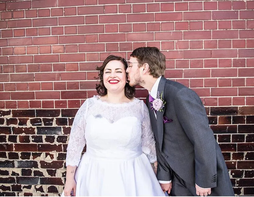 Tea Length Plus Size Wedding Dress with 3/4 Sleeves | 1950s Vintage Gown