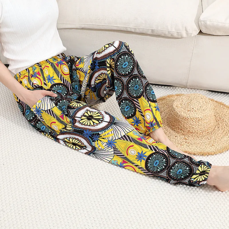 Thailand Yoga Women Loose Cotton Wide Leg Elephant Beach Long Lantern Pants