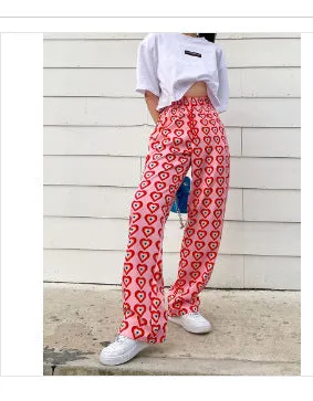 Trendy Dye Casual Summer Women Loose Wide Leg Long High Waist Straight Pants