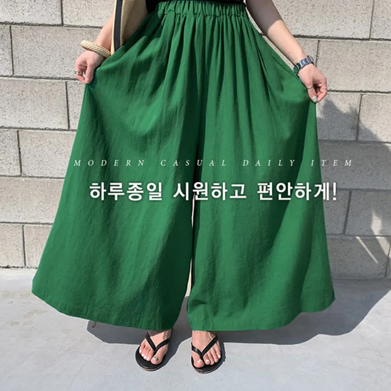 Trendy Loose Casual Cotton Blend Wide Leg Pants Plus Size Line Straight Jeans Women Pants