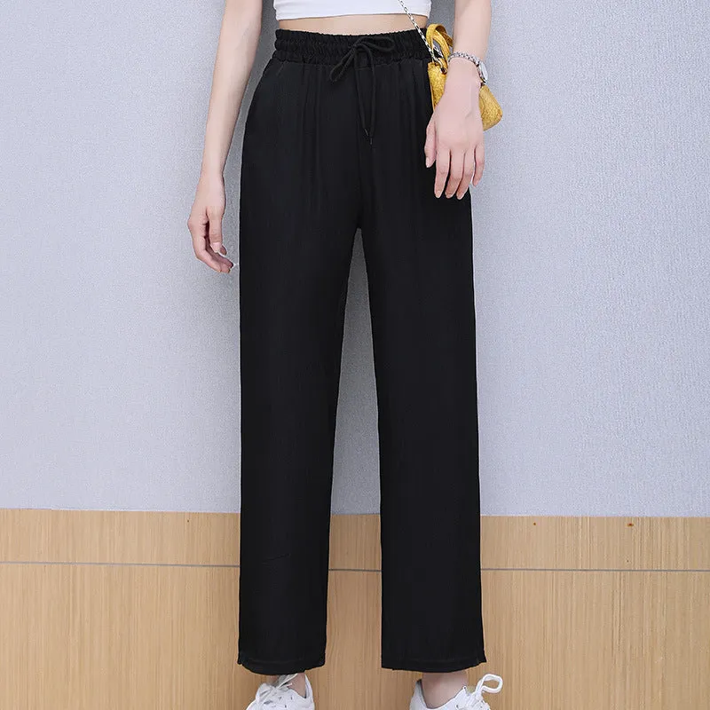 Trendy Slim-Look High Waist Drape Loose Long Casual Elegant Wide Leg Pants