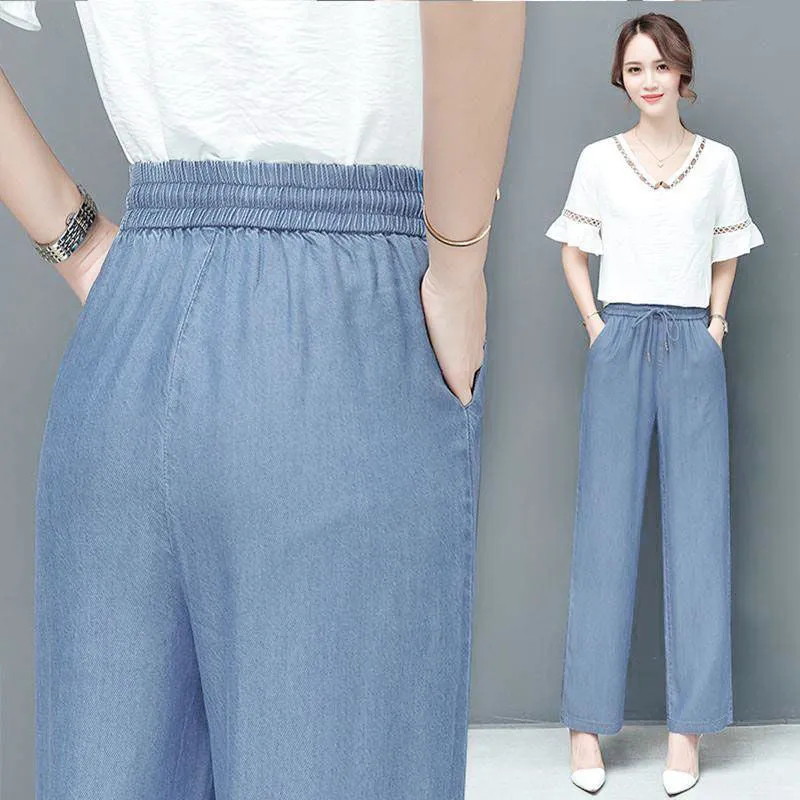 Trendy Slim-Look High Waist Drape Loose Long Casual Elegant Wide Leg Pants