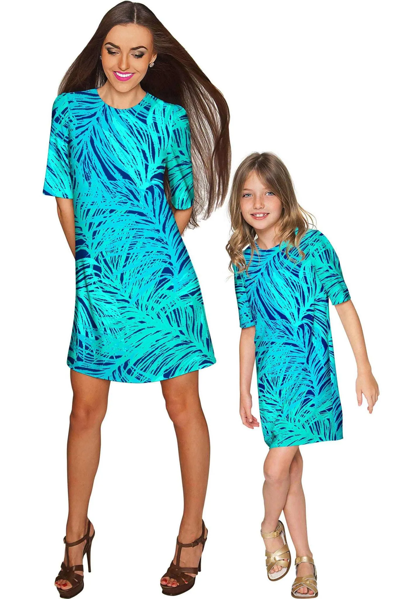 Tropical Dream Grace Green Sleeved Chic Shift Dress - Girls