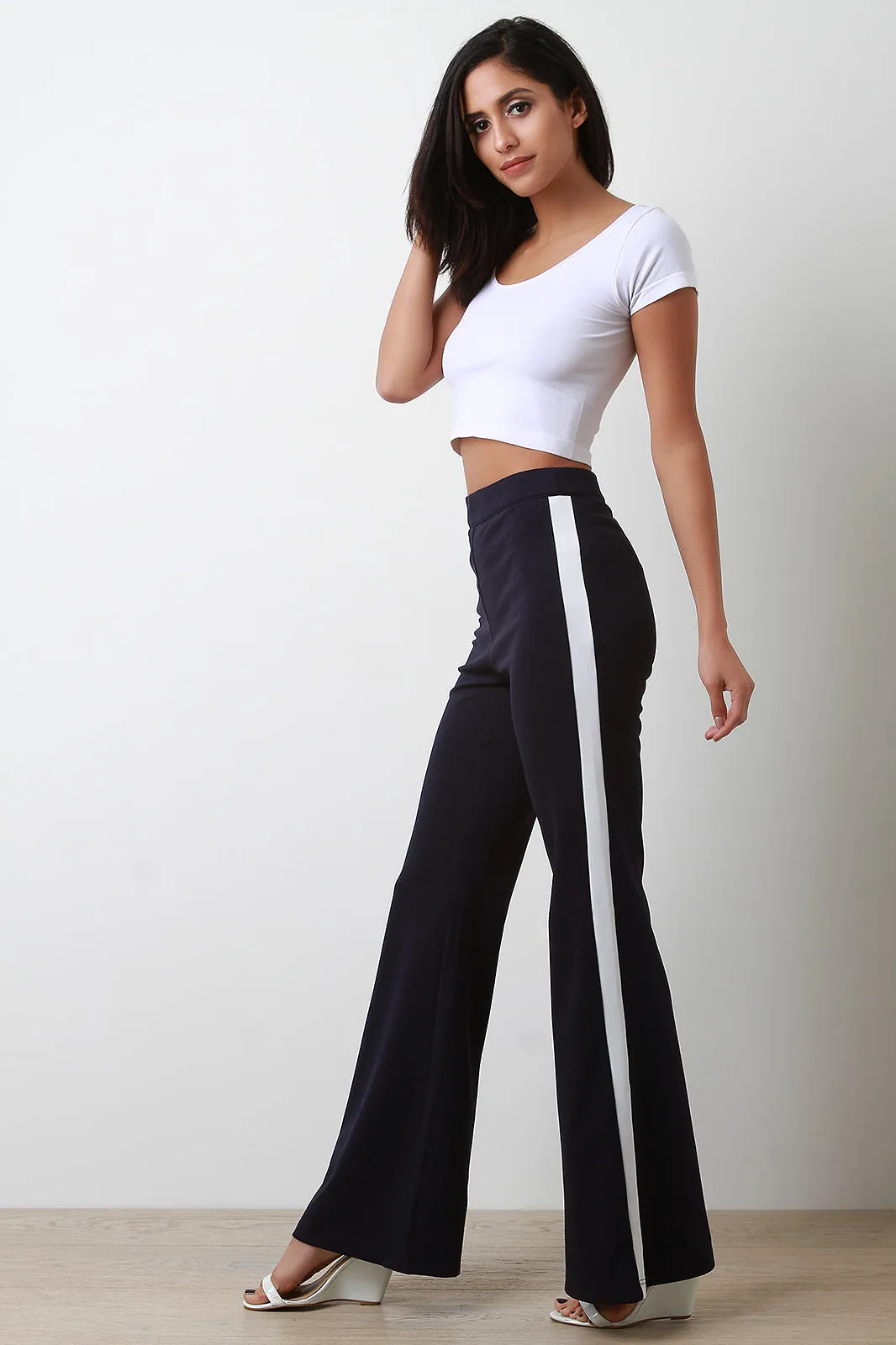 Tuxedo Stripe High Waisted Flare Pants