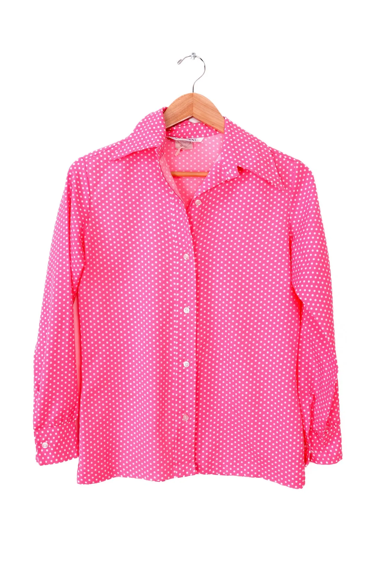 Vintage 80s Pink Polka Dot Blouse