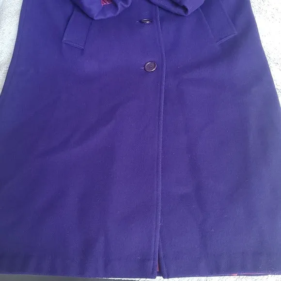 Vintage Donnybrook Womens Very Purple Single Breasted Long Pea Coat Size 10