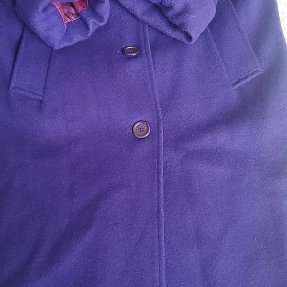 Vintage Donnybrook Womens Very Purple Single Breasted Long Pea Coat Size 10