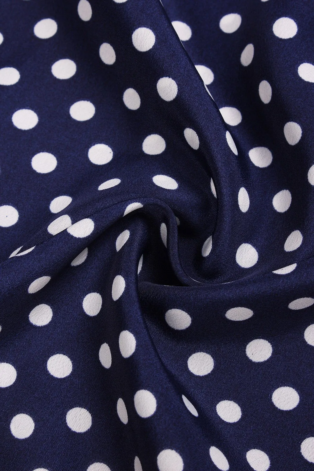 Wholesale Round Neck Polka Dot Long Sleeve Dark Blue Blouses