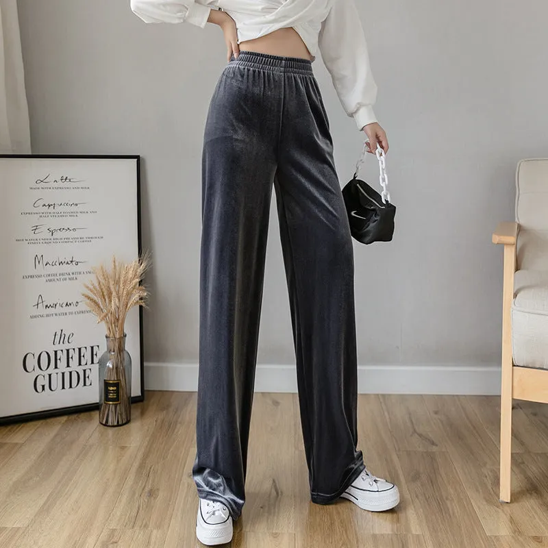 Wide Leg Pants Women High Waist Drape Loose Straight Slim-Look All-Matching Casual Floor Length Long Pants