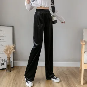 Wide Leg Pants Women High Waist Drape Loose Straight Slim-Look All-Matching Casual Floor Length Long Pants