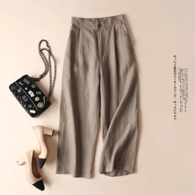 Wide Leg Pants Women Summer Cotton Blend INS Popular Student Loose Line Casual Pants