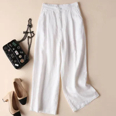 Wide Leg Pants Women Summer Cotton Blend INS Popular Student Loose Line Casual Pants