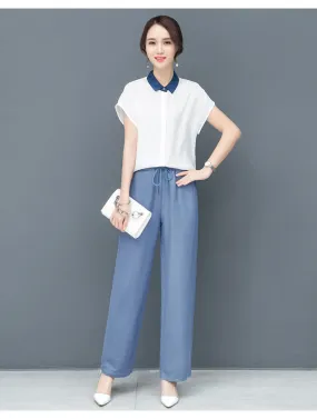 Wide Leg Pants Women Summer Drape Straight Ice Silk Loose Thin All-Matching Casual Pants