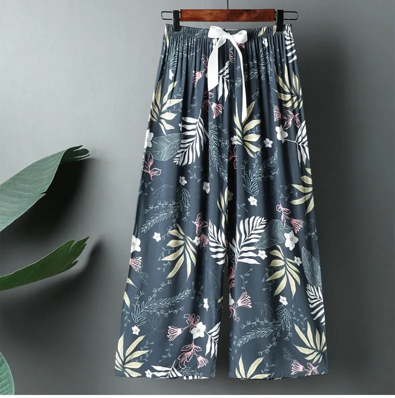 Wide Leg Pants Women Summer Loose Plus Size Casual Cotton Ankle-Length Pants