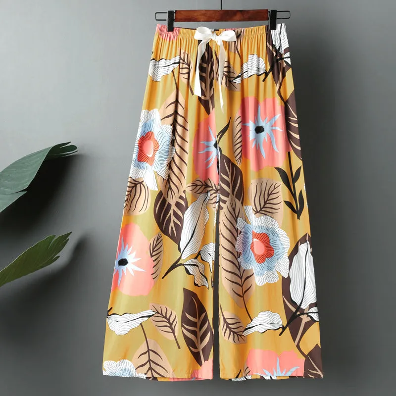 Wide Leg Pants Women Summer Loose Plus Size Casual Cotton Ankle-Length Pants