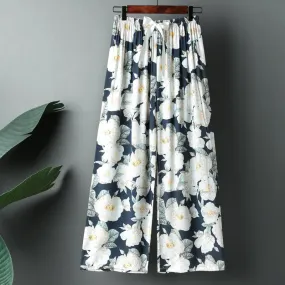 Wide Leg Pants Women Summer Loose Plus Size Casual Cotton Ankle-Length Pants