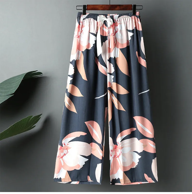 Wide Leg Pants Women Summer Loose Plus Size Casual Cotton Ankle-Length Pants